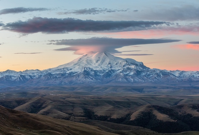 nature, landscape, sky, clouds, mountains, snowy peak, snow, hills