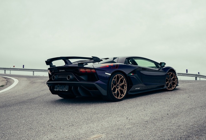 Lamborghini Aventador SVJ, italian cars, Lamborghini, Viola Aletheia, road, outdoors