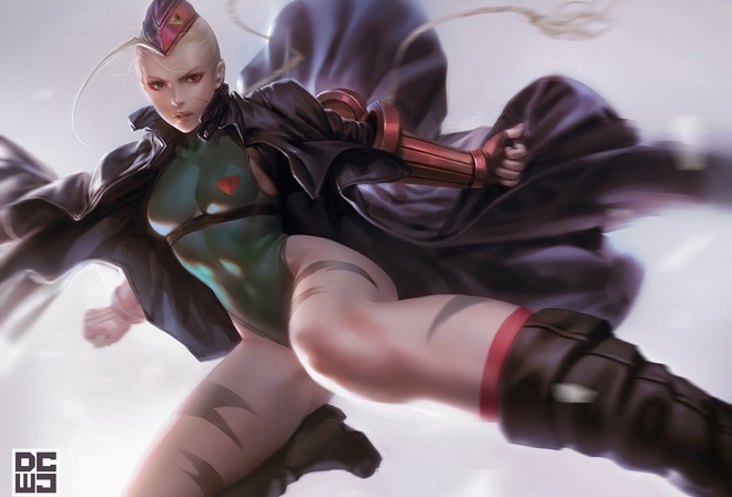 Cammy White, blonde, Street Fighter, ass, video game characters, , video game girls, video game warriors, digital art, hips, green leotard