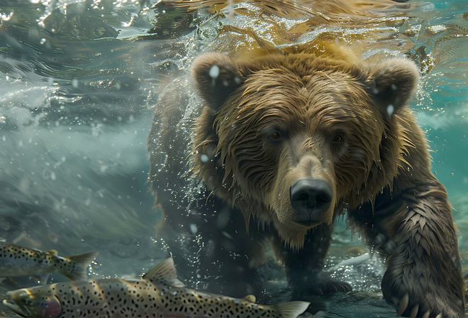 Urso, Animal, Natureza, Pescador, Fundo Rio