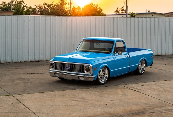 gm, classic, truck, blue, chevrolet