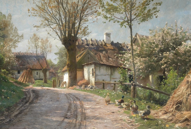 Peder Mork Monsted, Danish, A country lane, Jyllinge