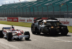 at silverstone, car, with, Toyota, batmobile, the, f1, the dark knight movi ...