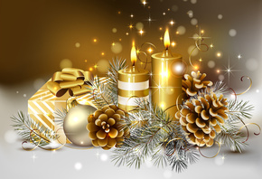 cool, candle, beauty, gold, colors, box, beautiful, christmas, delicate, gift, candles, Ball