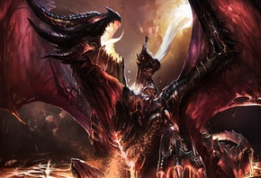 world of warcraft, Kill deathwing, battle, fanart, dragon, art, chenbo, , wow