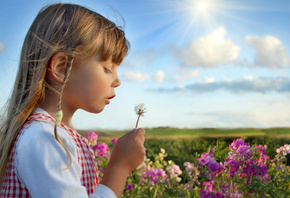 children, roses, child, summer, sky, happy, happiness, Little girl, clouds, flowers, cute beautiful