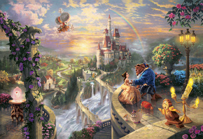 Thomas kinkade, the disney dreams collection, beauty and the beast falling  ...