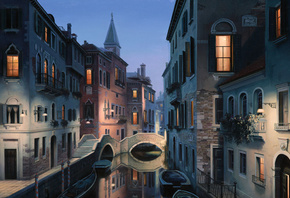 italy, venice, Night dreams,  , eugeny lushpin, painting