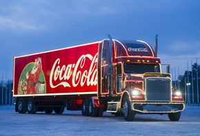 Christmas truck, coca-cola, , truck, freightliner, christmas