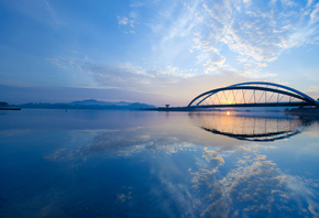 sunrise, malaysia, clouds, strait, putrajaya, city, sky, bridge