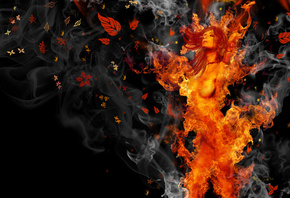 photoshop, fire, girl