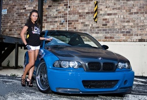 girl, , , , e46, m3, blue, Bmw, carbon, , brunet