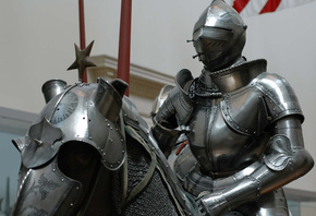 , and, four, museum, armour, , art, Metropolitan, of, in, horses, knights