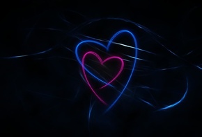 dark, Black, hearts, lines, pink, background, blue, abstraction