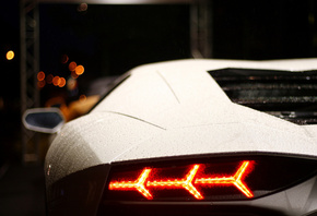 rain, back, , Lamborghini, lp700-4, , aventador, white, light