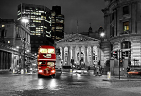 black and white, , blur, road, London, england, night, city, bus, str ...