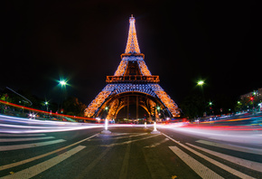 Paris, Eiffel Tower, at night