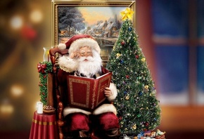 Santa Claus, Santa, christmas, decoration, Thomas Kinkade, gift, christmas tree,  , ,  , , , , , , , , c  , , Cobblestone Christmas, , 