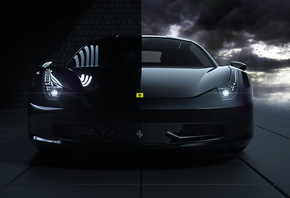 Ferrari, 458, Italia, Black, Front