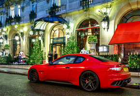 night, maserati, granturismo, building, red, novitec