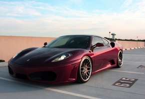 f430, , 430, red, ferrari, sky, clouds