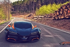 Lada, Raven, Concept, 2014, Car, Road, Speed, Forest, Trees, , ,  ...
