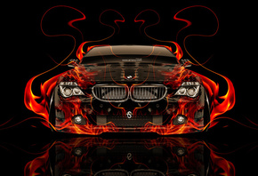 Tony Kokhan, BMW, M6, Front, Fire, Car, Abstract, Tuning, Orange, el Tony Cars, Photoshop, Wallpapers,  , , , ,  , 6,  , , , , , , , , , , 2014