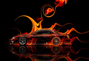 Tony Kokhan, Nissan, Silvia, S13, Fire, Car, Orange, Abstract, JDM, Style, el Tony Cars, Photoshop, Wallpapers,  , , , , ,  13, , , , , , , , , , , 2014