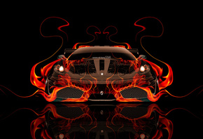 Tony Kokhan, Ferrari, F430, Fire, Car, Front, Abstract, Black, Orange, el T ...