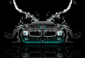 Tony Kokhan, Pontiac, Firebird, Front, Water, Muscle, Car, Azure, Neon, Black, Background, Effects, el Tony Cars, HD Wallpapers,  , , , , , , ,  , , , , , 2014, 