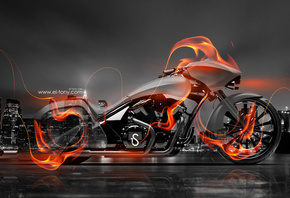 Tony Kokhan, Moto, Bike, Fire, Crystal, City, Bike, Orange, el Tony Cars, Art, HD Wallpapers, Photoshop,  , , , , , , , , ,  , , 2014, 