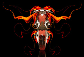 Tony Kokhan, Moto, Bike, Fire, Abstract, Orange, Black, Chopper, el Tony Ca ...