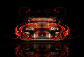Tony Kokhan, Toyota, Supra, Fire, Car, Tuning, JDM, Orange, Black, Abstract, el Tony Cars, Photoshop, HD Wallpapers,  , , , , , ,  , , , , , , , , , 2014