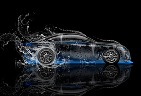 Tony Kokhan, Lexus, RC-F, Water, Car, Blue, Neon, Effects, Side, el Tony Ca ...