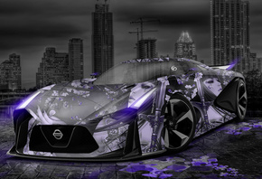 Tony Kokhan, Nissan, GTR, 2020, Concept, el Tony Cars, Anime, Girl, Aerography, City, Car, 2014, Violet, Neon, HD, Wallpapers, Design,  , , , , , , , , , , , 
