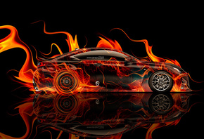 Tony Kokhan, Lexus, RC-F, Fire, Car, Side, el Tony Cars, Photoshop, Abstrac ...