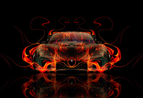 Tony Kokhan, Mazda, RX7, JDM, VeilSide, Tuning, Back, Fire, Car, Abstract, Orange, Black, el Tony Cars, Photoshop, Art, HD Wallpapers,  , , , , 7,  , , , , , , , 2014