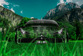 Tony Kokhan, Ferrari, Italia, 458, Front, Crystal, Nature, Green, Grass, Car, Photoshop, el Tony Cars, Design, Art, HD Wallpapers,  , , , , 2014, , ,  , , , , , , 