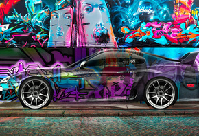 Tony Kokhan, Toyota, Supra, Crystal, Graffiti, Car, Multicolors, JDM, Side, ...
