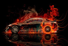 Tony Kokhan, Mazda, RX8, JDM, Side, Fire, Car, Abstract, Orange, Black, Fla ...