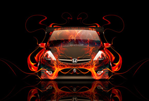 Tony Kokhan, Honda, Fit, Fire, Car, JDM, Tuning, Front, el Tony Cars, HD Wallpapers, Photoshop, Design, Art, Style, Flame,  , , , , , , , , , , , , , , 2014,  , 