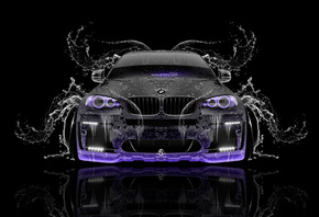 Tony Kokhan, BMW, X6, Water, Car, Front, Violet, Neon, Black, el Tony Cars, Photoshop, Design, Art, Style,  , , , , 6,  ,  , , , ,   , , , , , , , 2014