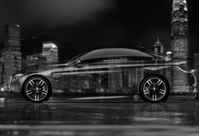 Tony Kokhan, BMW, M4, Crystal, City, Car, Side, Silver, Gray, Black, White, el Tony Cars, 4K, Wallpapers, Design, Art, Style,  , , , ,  4, , , , , , , -, , , , 2014, 4