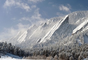 winter, mountain, snow, trees