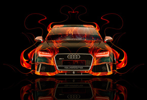 Tony Kokhan, Audi, RS7, Fire, Car, Abstract, Orange, Flame, Design, Art, St ...