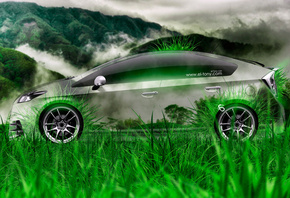 Tony Kokhan, Toyota, Prius, Side, Crystal, Nature, Car, Green, Grass, Hybri ...