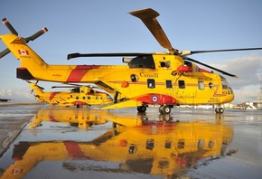 helicopter, yellow, water, rescue, fly