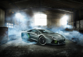 Lamborghini, Aventador, LP700-4, HAMANN, Limited, Green, Smoke