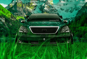 Tony Kokhan, Toyota, Celsior, JDM, Tuning, Front, Crystal, Nature, Car, Gre ...