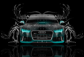 Tony Kokhan, Audi, RS7, Front, Water, Car, Azure, Neon, Black, el Tony Cars, Photoshop, HD Wallpapers, Design, Art, Style,  , , , 7,  , , , , , , , , , , , , ,